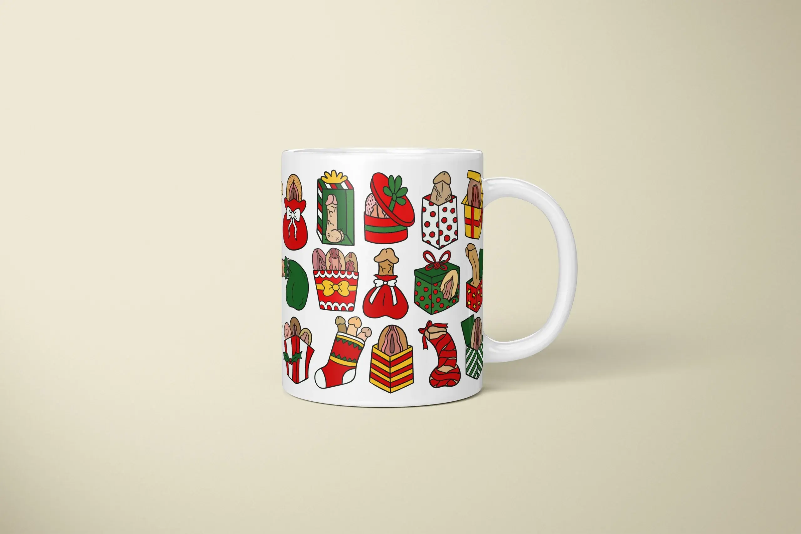 Christmas Anatomy Gift Box Mug – Rude Secret Santa Gift - primary mug mockup