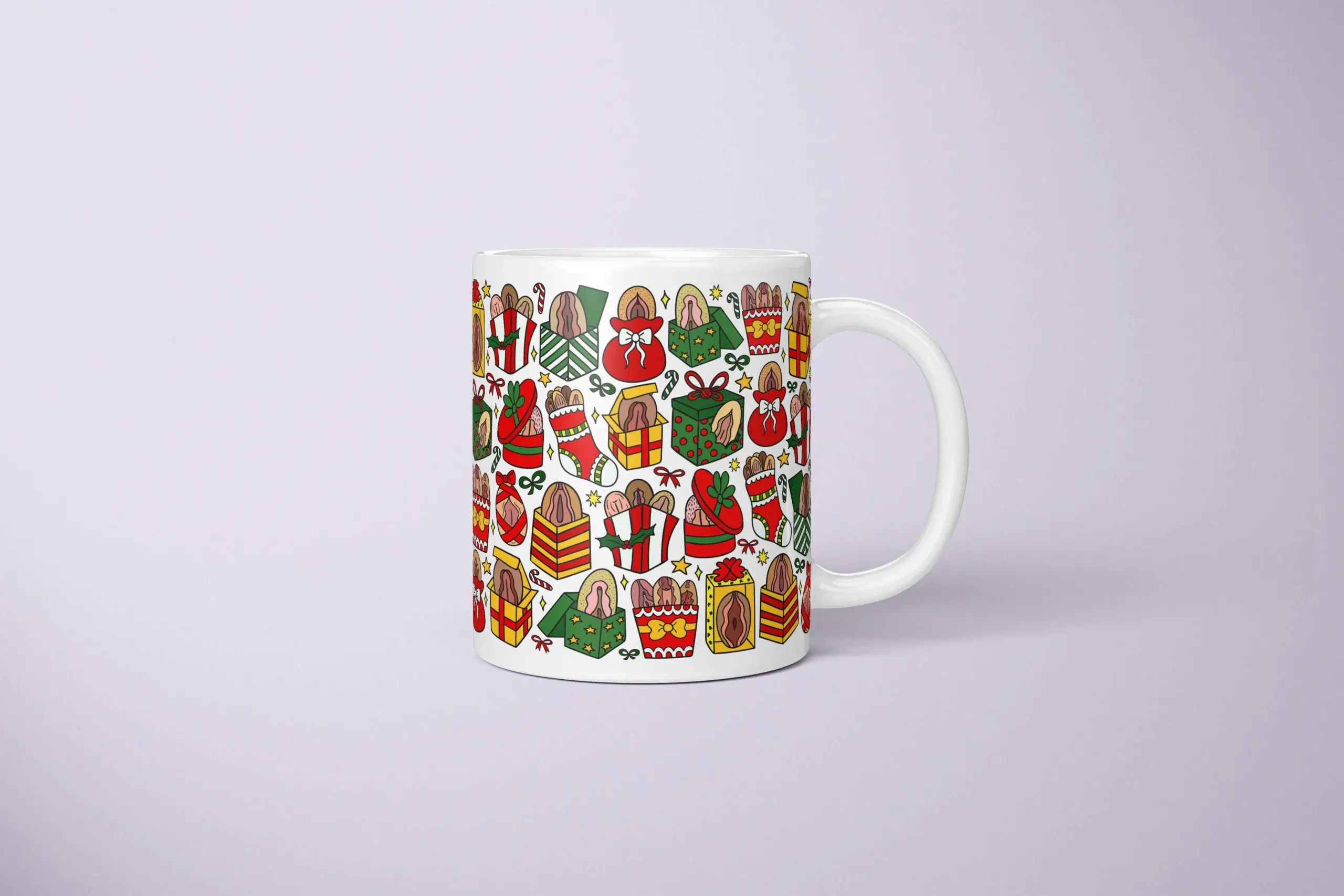 Christmas Vulva Art Mug – Naughty Secret Santa Gift - primary mug mockup