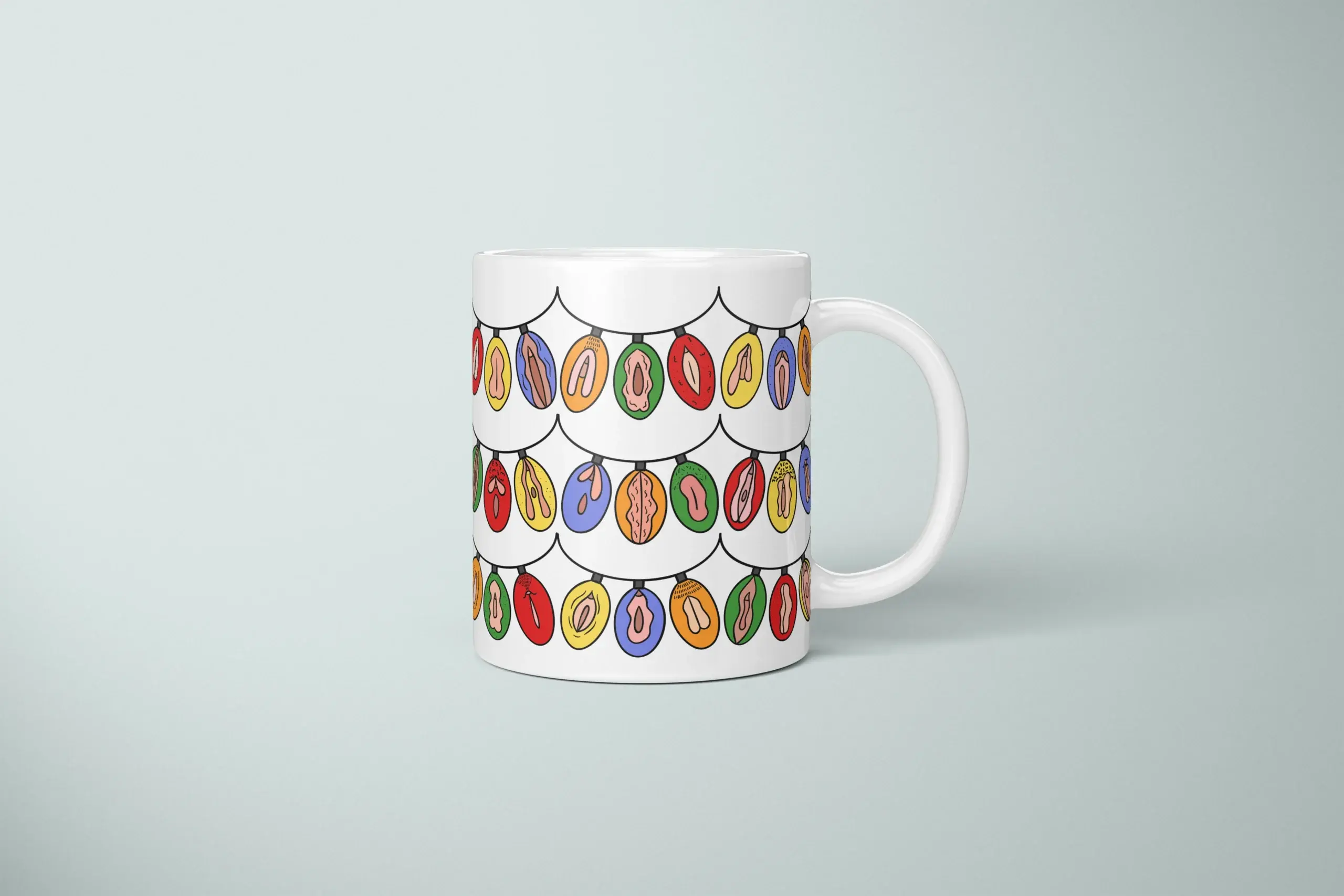 Christmas Light Garland Vulva Art Mug – Rude Holiday Gift - primary mug mockup