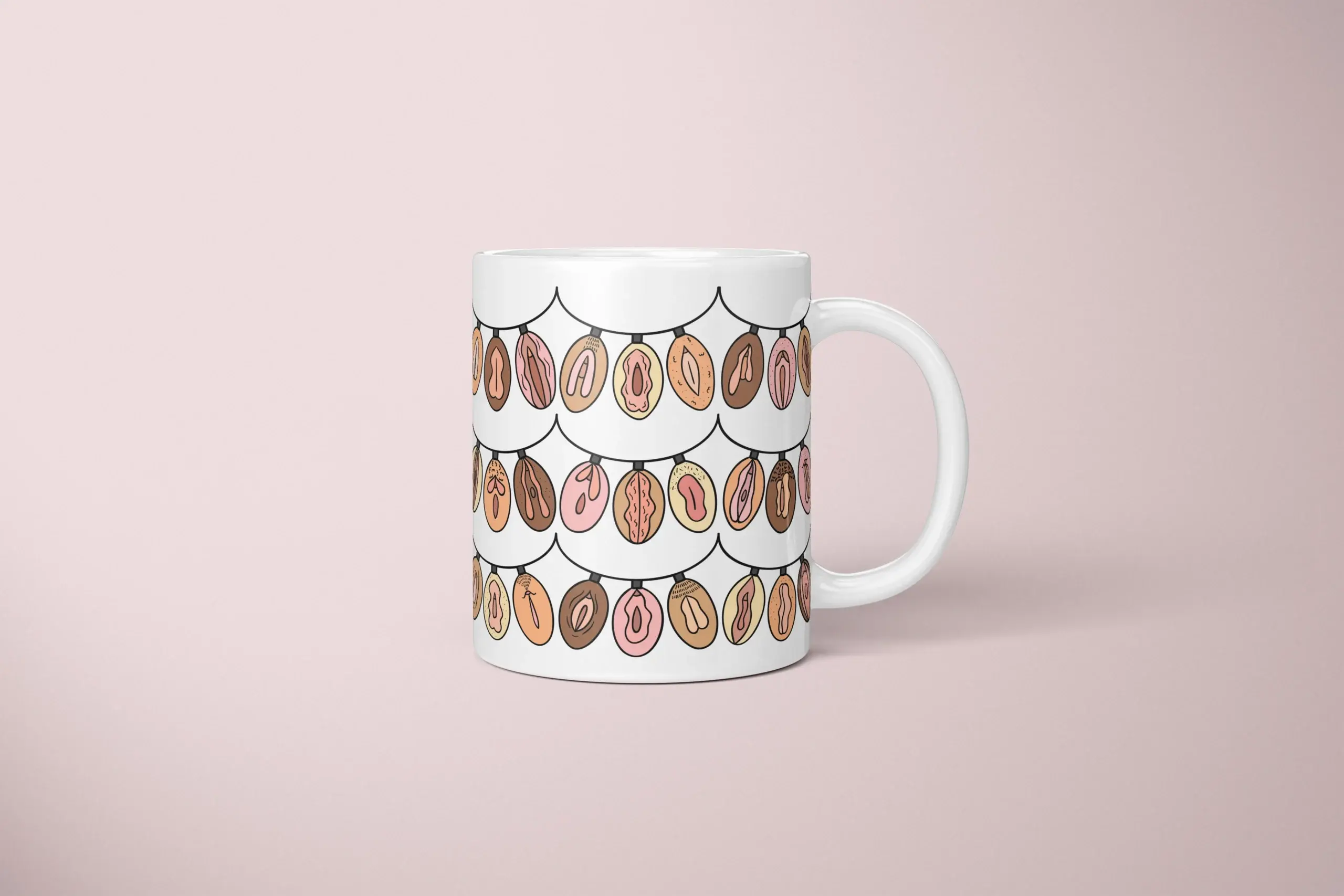 Christmas Lights Vulva Art Mug – Rude Holiday Gift - primary mug mockup