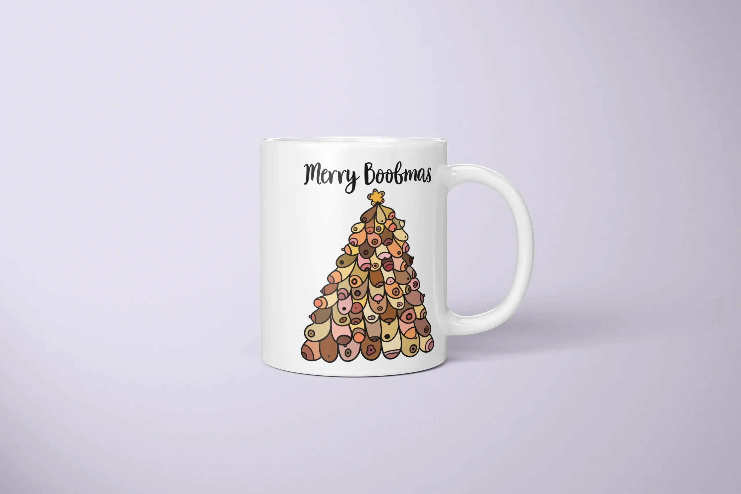 Merry Boobmas Boobs Mug – Christmas Tree Gift - primary mug mockup
