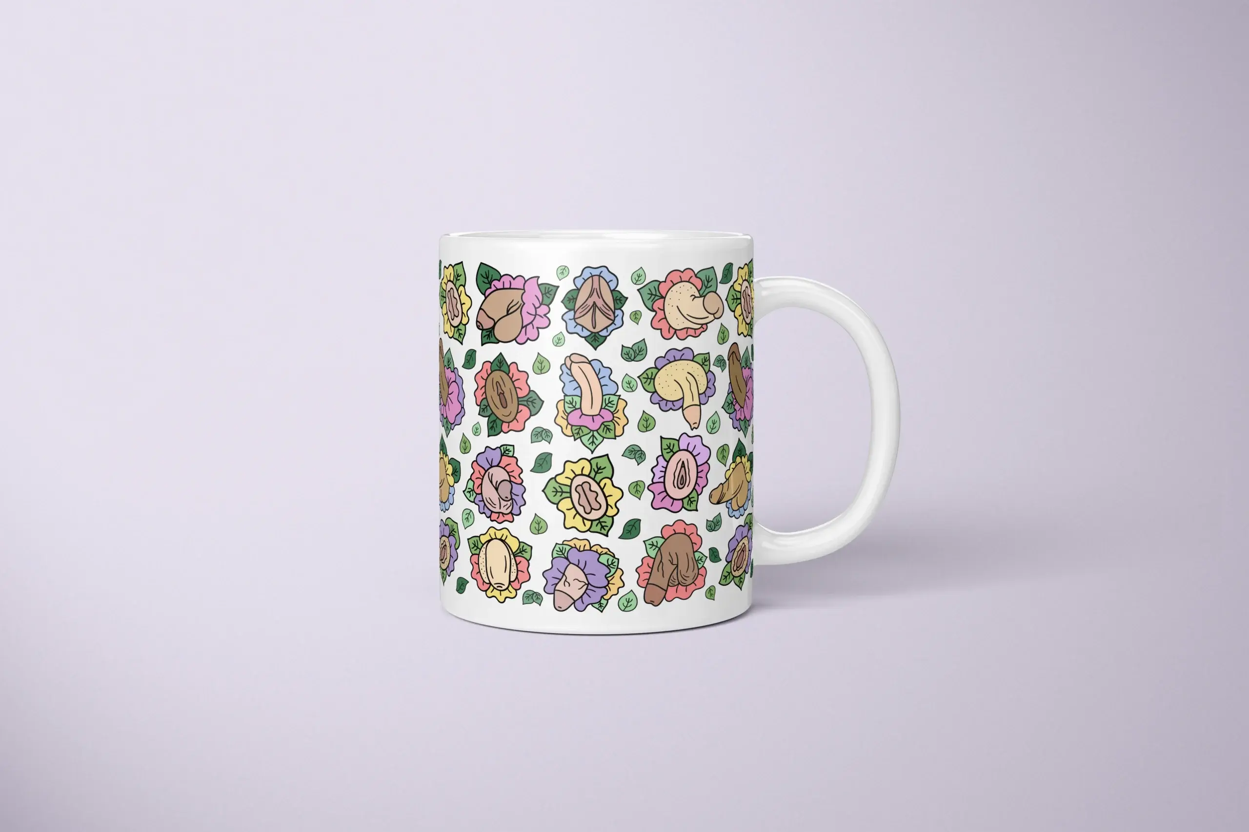 Floral Anatomy Art Mug – Body Positive Gift - primary mug mockup