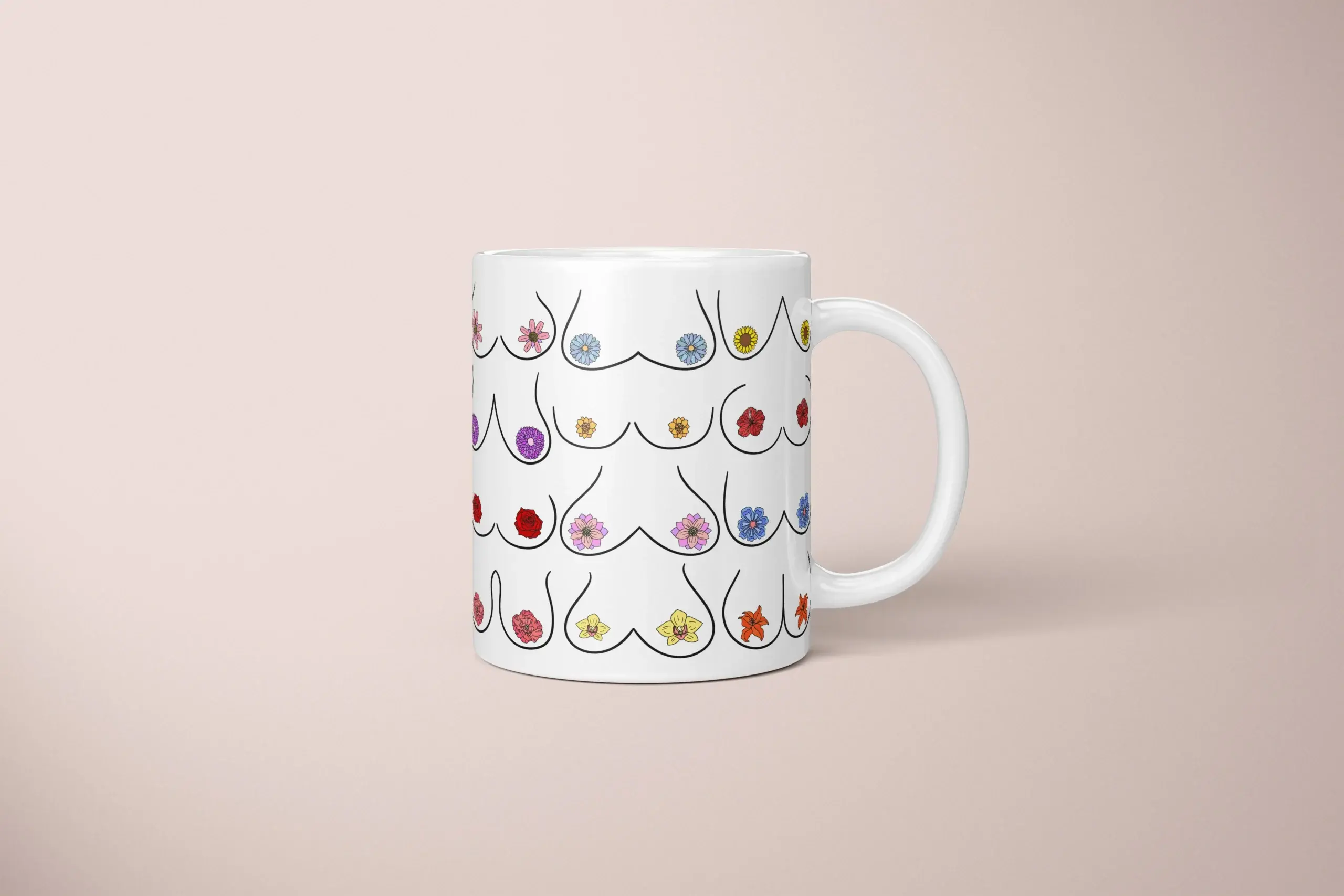 Floral Boobs Mug – Botanical Body Positive Gift - primary mug mockup