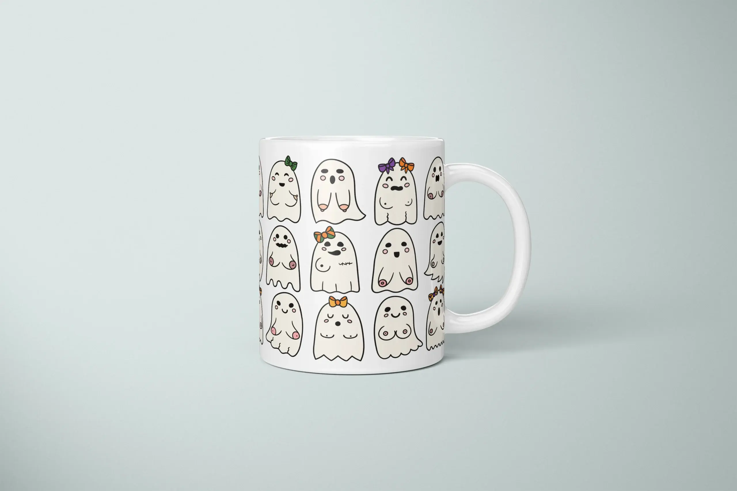 Booo-bies Ghost Boobs Mug – Funny Halloween Gift - primary mug mockup