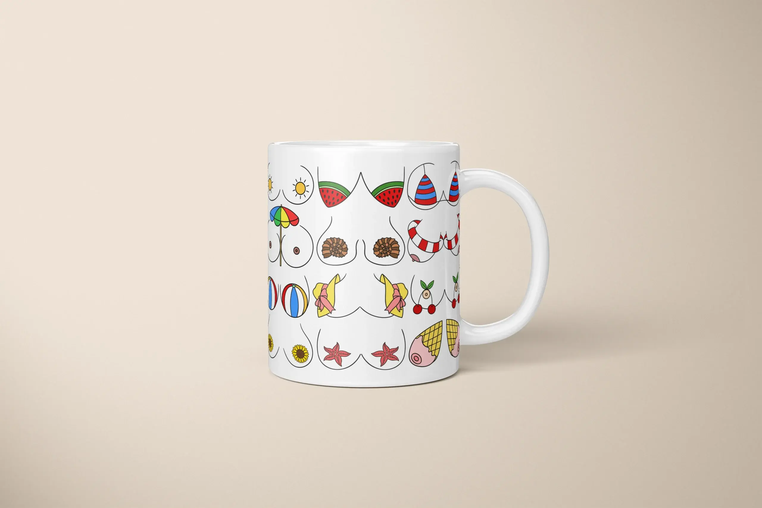 Summer Boobs Mug – Cheeky Beach Vacation Gift - primary mug mockup
