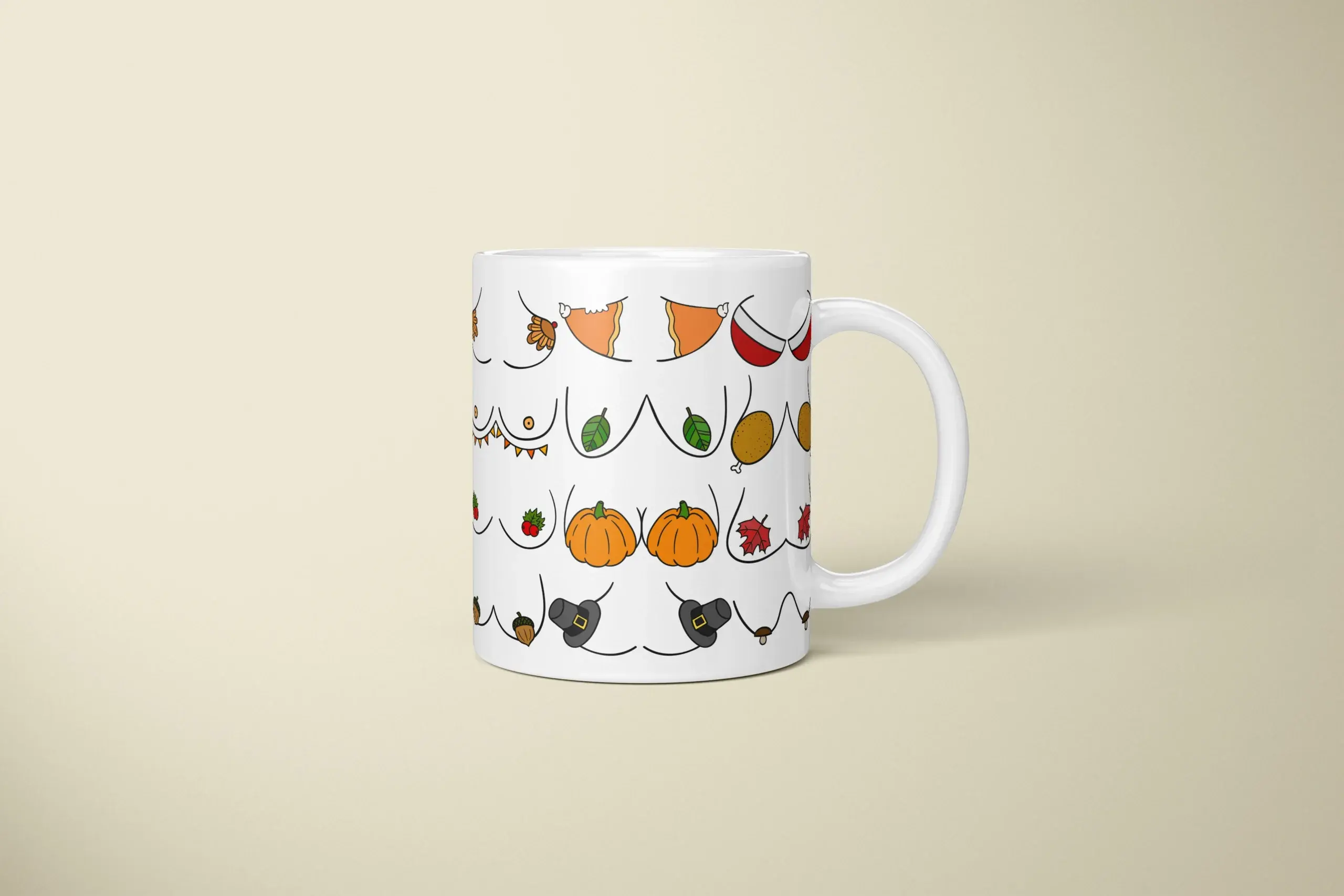 Thanksgiving Boobs Mug – Rude Friendsgiving Gift - primary mug mockup