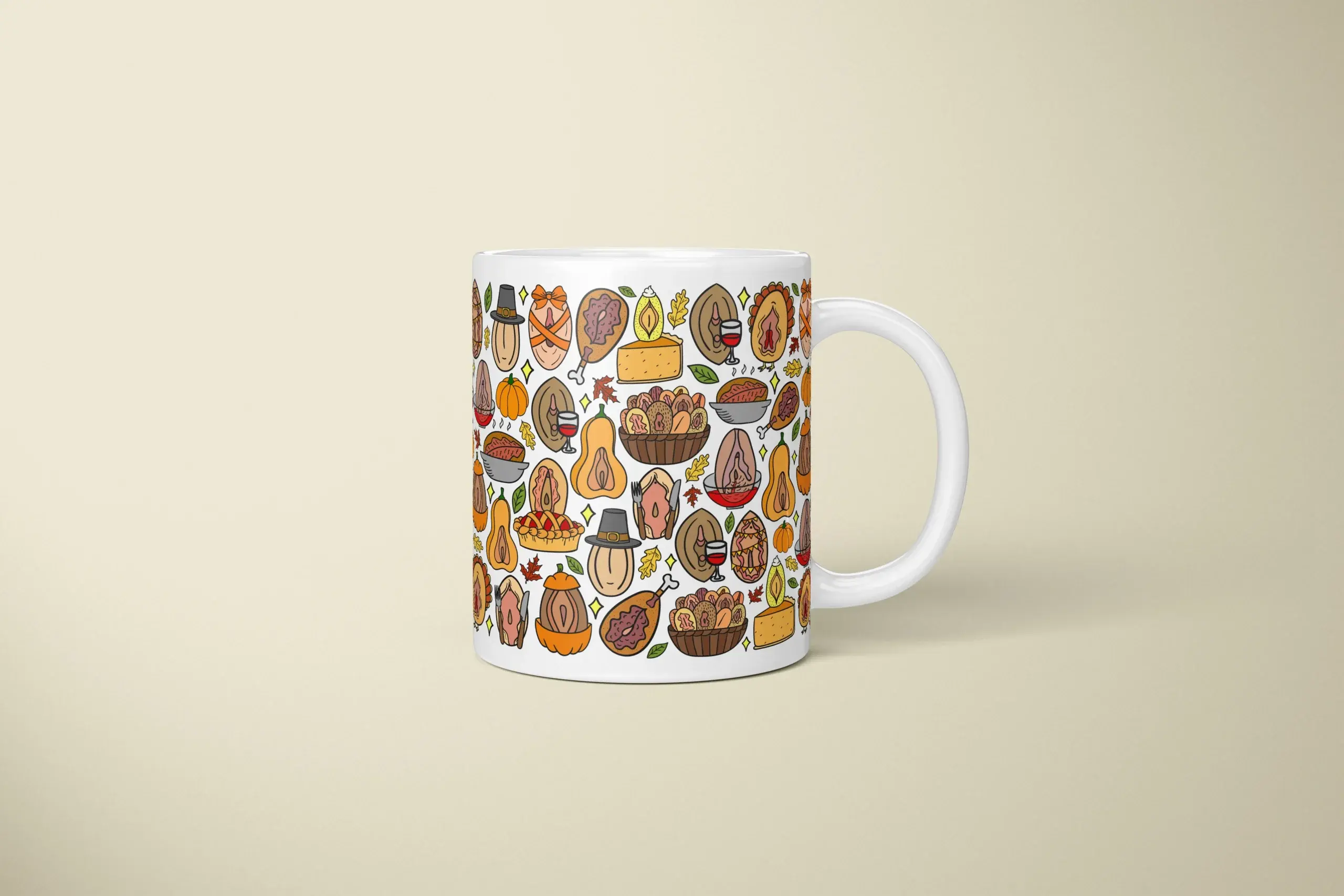 Thanksgiving Vulva Art Mug – Rude Friendsgiving Gift - primary mug mockup