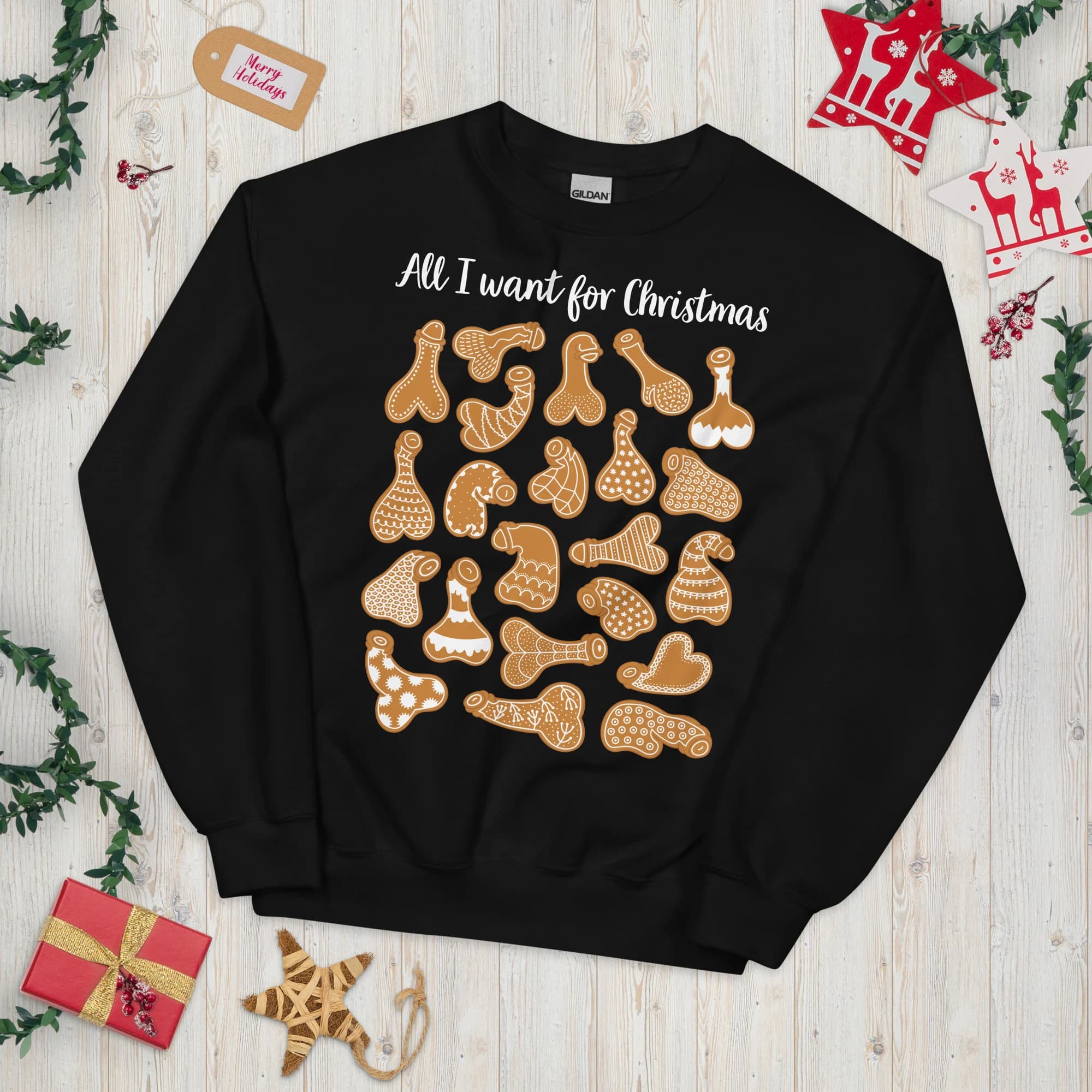 Personalized Ugly Christmas Sweater: Penis Gingerbread