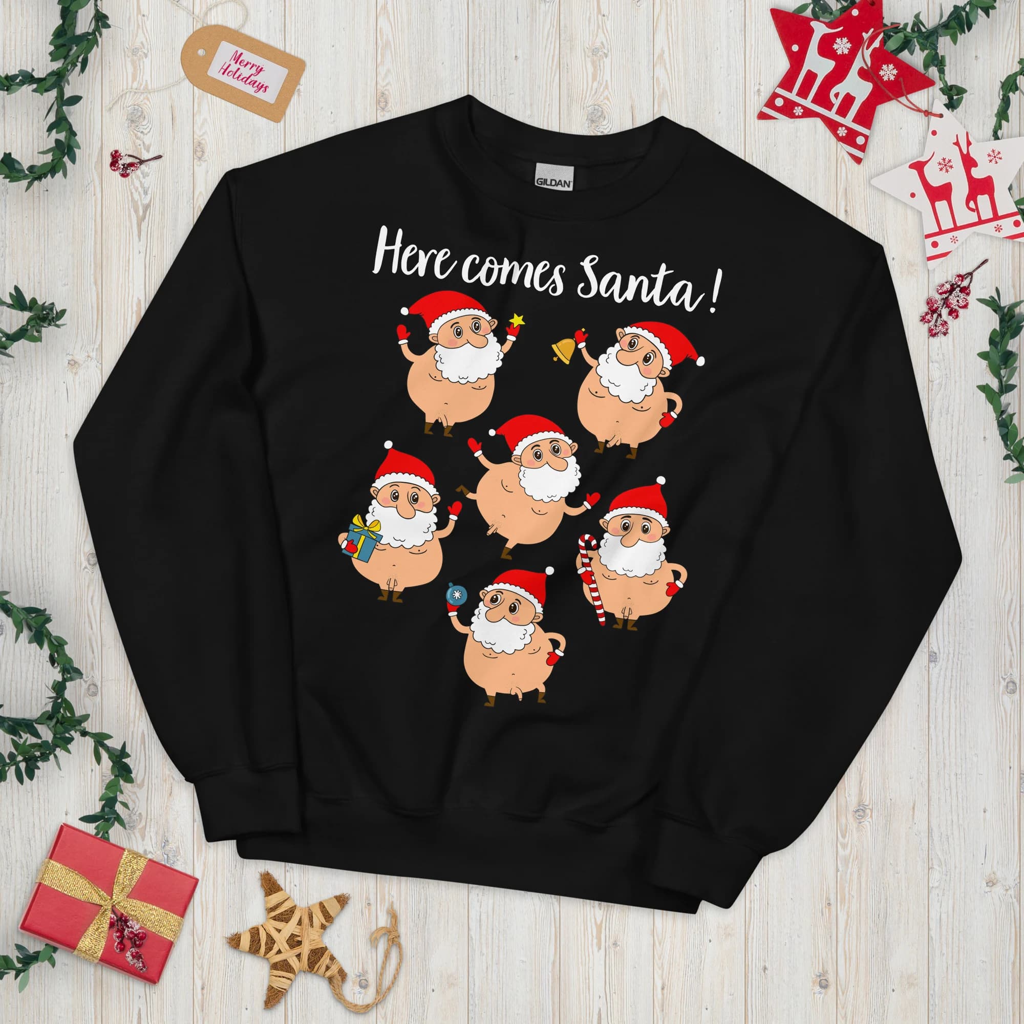 Personalized Ugly Christmas Sweater: Naughty Santas