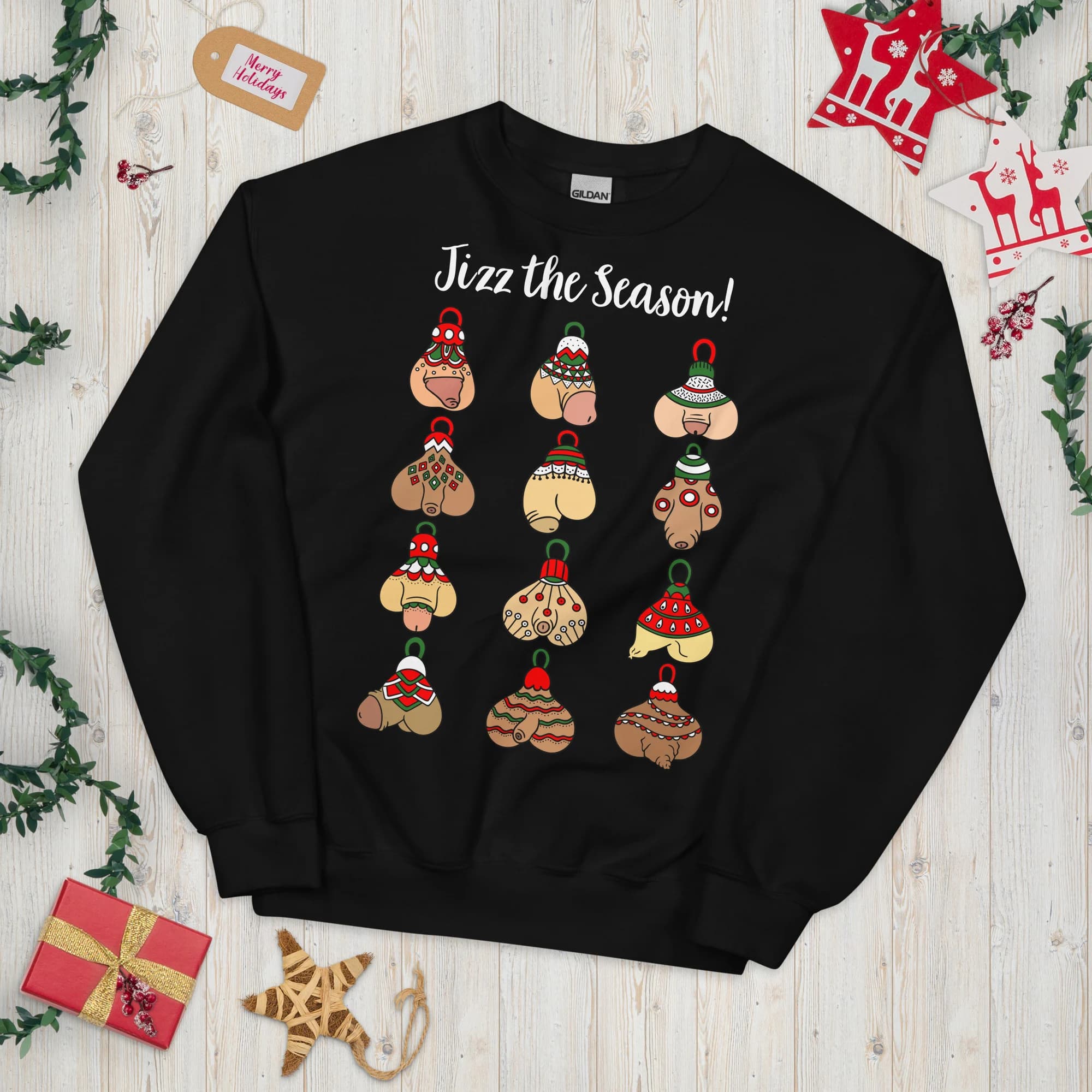 Personalized Ugly Christmas Sweater: Testicle Baubles