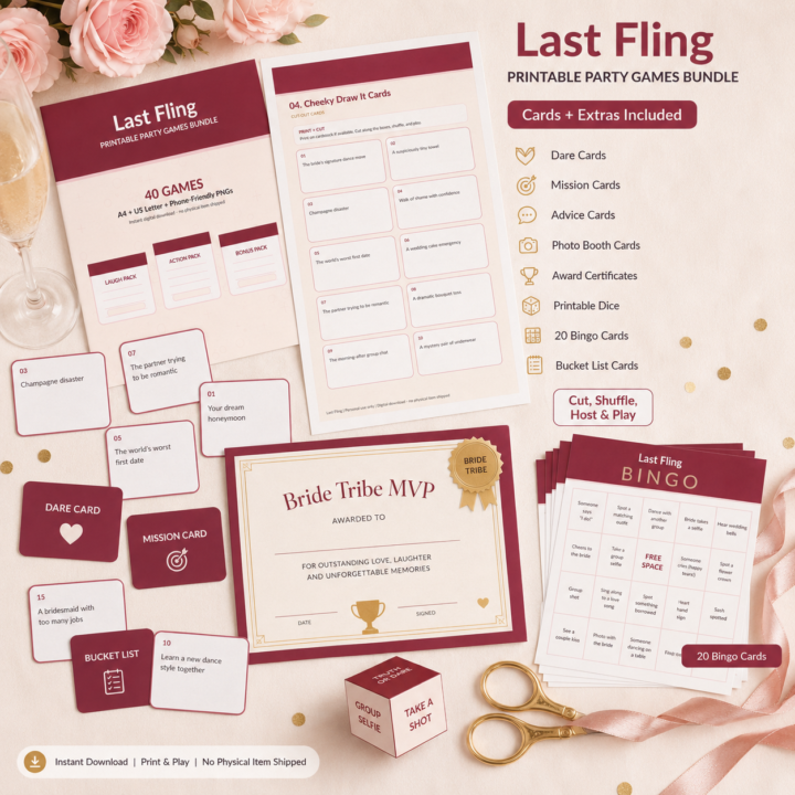 Last Fling bachelorette printable party games bundle preview