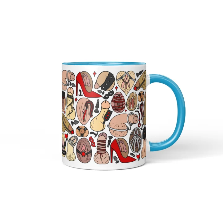 Adults Only Novelty Mug - Kink-Inspired Anatomy Art - Blue mug mockup