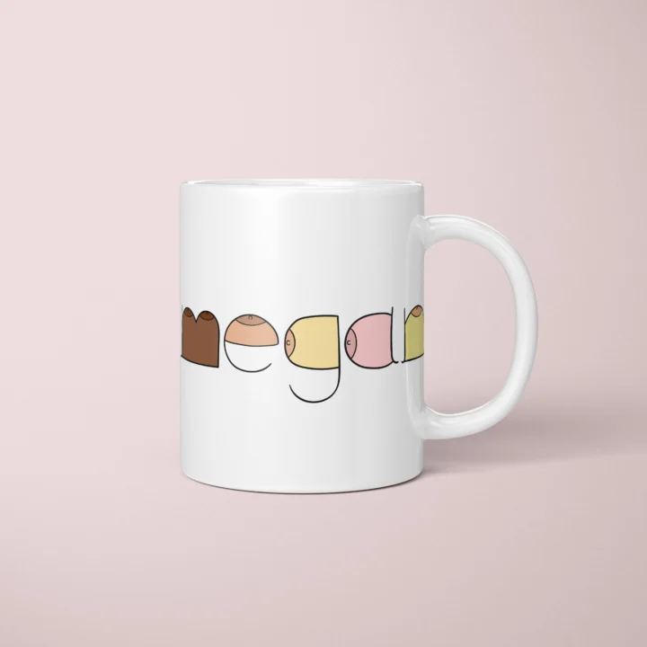 Custom Name Boobs Mug – Personalized Cheeky Letter Gift - primary mug mockup