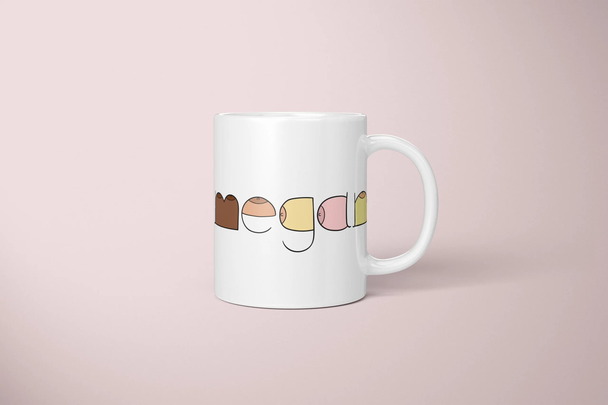 Custom Name Boobs Mug – Personalized Cheeky Letter Gift - primary mug mockup