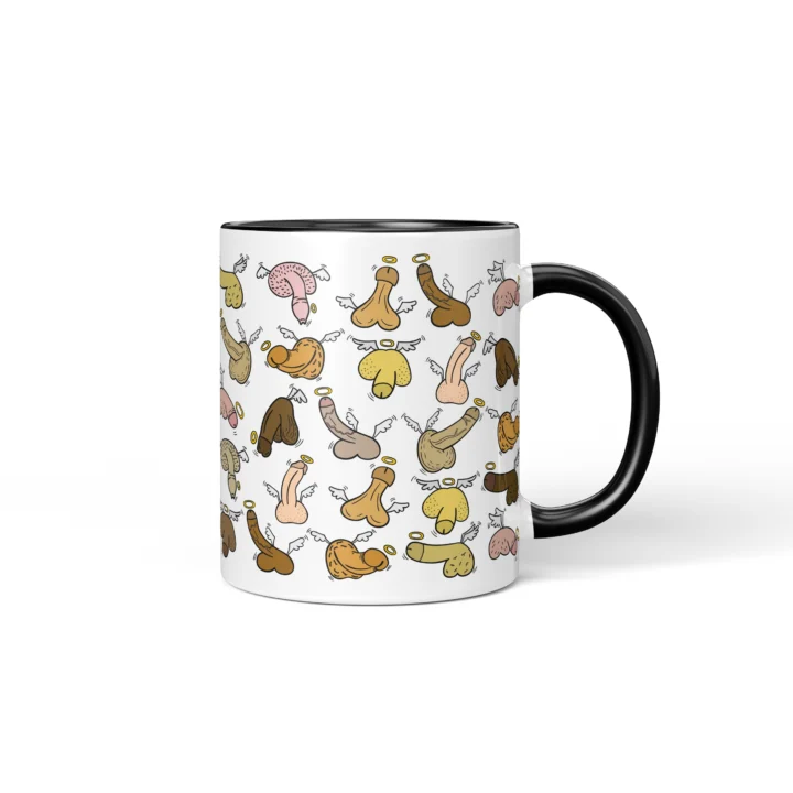 Angel Penis Mug - Heavenly Rude Humor Gift - Black mug mockup