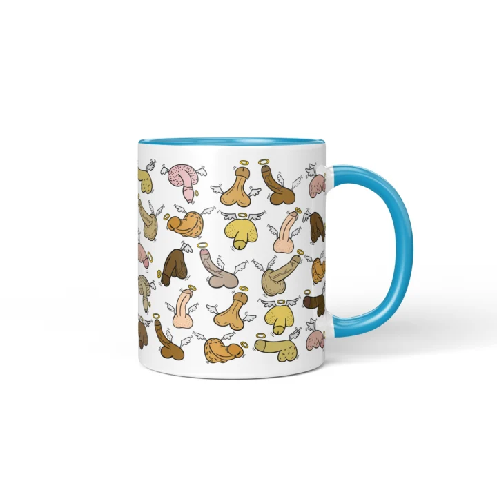 Angel Penis Mug - Heavenly Rude Humor Gift - Blue mug mockup