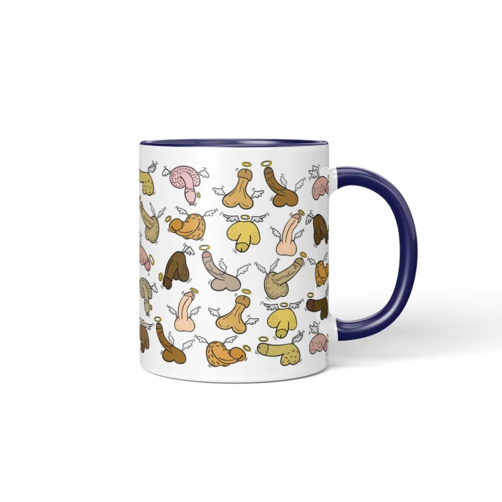 Angel Penis Mug - Heavenly Rude Humor Gift - Dark Blue mug mockup