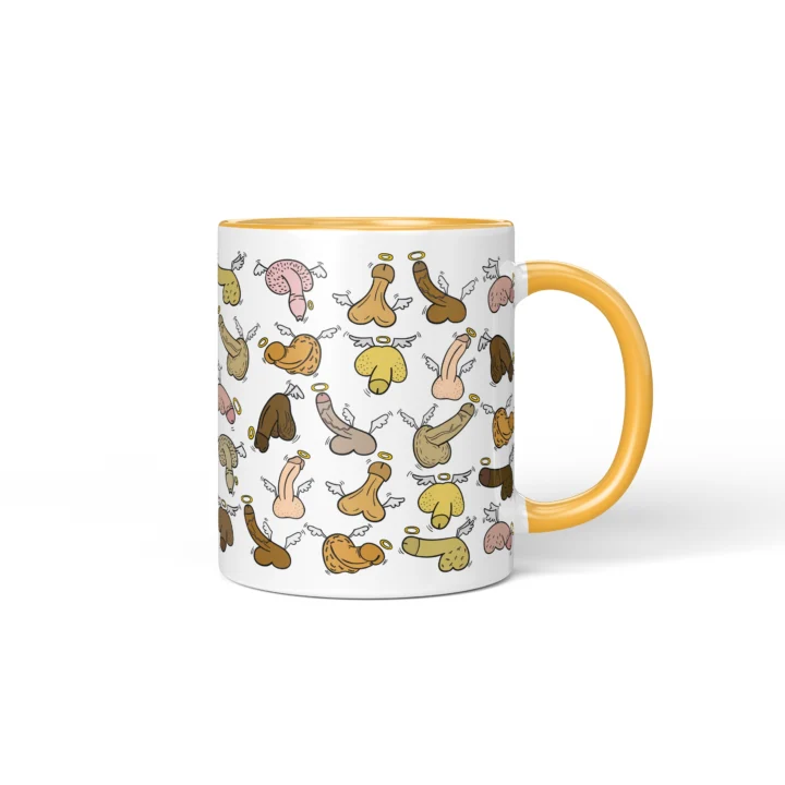 Angel Penis Mug - Heavenly Rude Humor Gift - Golden Yellow mug mockup