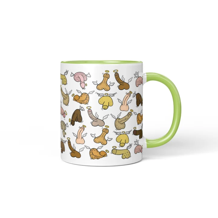 Angel Penis Mug - Heavenly Rude Humor Gift - Green mug mockup