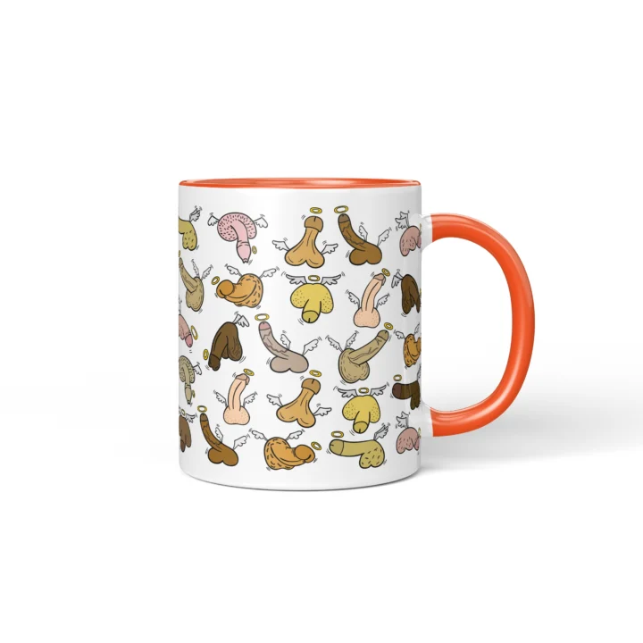 Angel Penis Mug - Heavenly Rude Humor Gift - Orange mug mockup