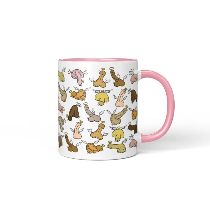 Angel Penis Mug - Heavenly Rude Humor Gift - Pink mug mockup