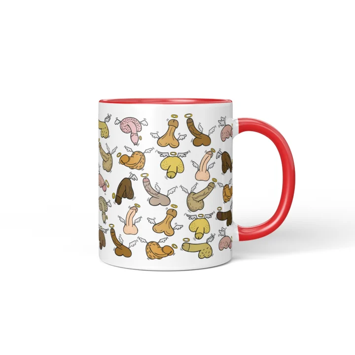 Angel Penis Mug - Heavenly Rude Humor Gift - Red mug mockup
