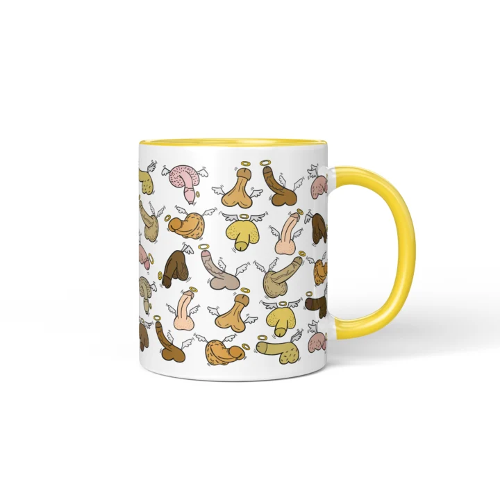Angel Penis Mug - Heavenly Rude Humor Gift - Yellow mug mockup