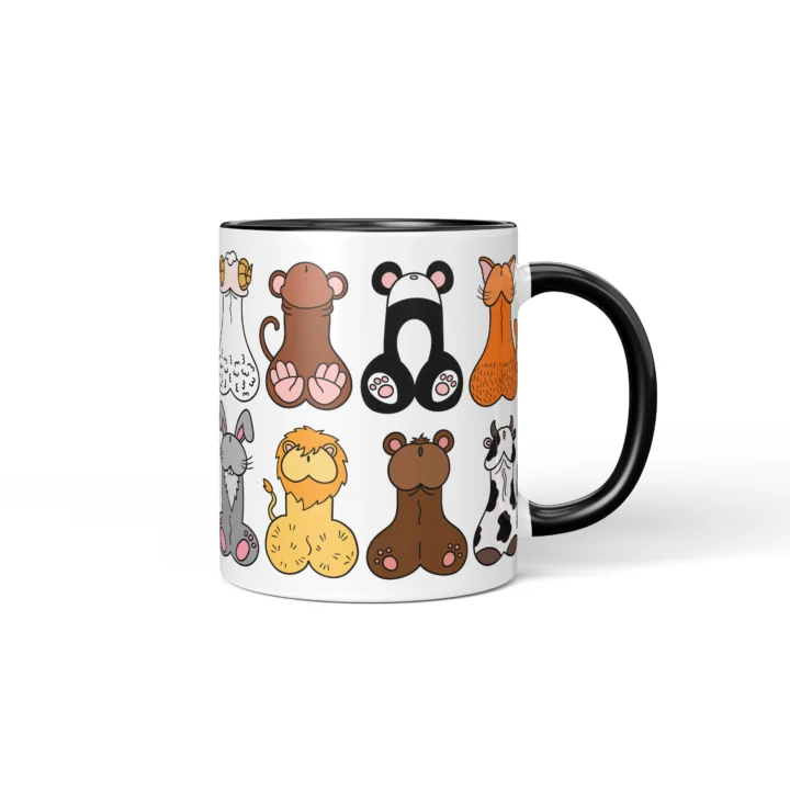 Animal Penis Mug - Funny Rude Animal Lover Gift - Black mug mockup