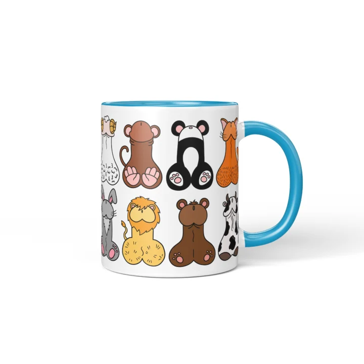 Animal Penis Mug - Funny Rude Animal Lover Gift - Blue mug mockup
