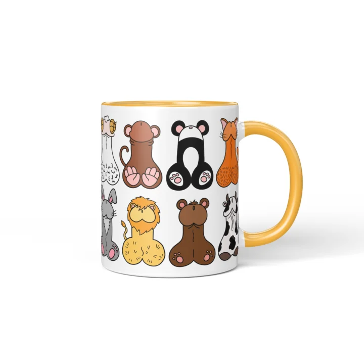 Animal Penis Mug - Funny Rude Animal Lover Gift - Golden Yellow mug mockup