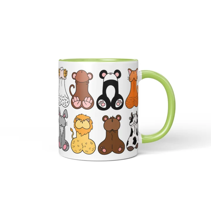 Animal Penis Mug - Funny Rude Animal Lover Gift - Green mug mockup
