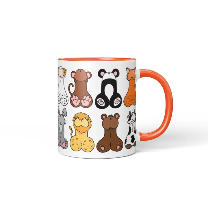 Animal Penis Mug - Funny Rude Animal Lover Gift - Orange mug mockup