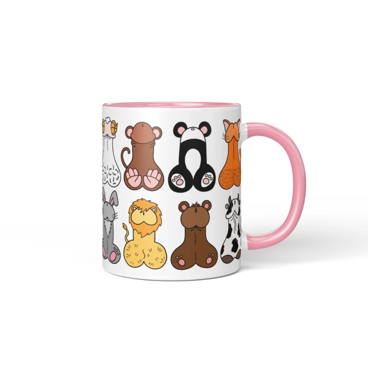 Animal Penis Mug - Funny Rude Animal Lover Gift - Pink mug mockup