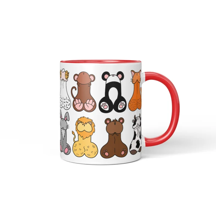 Animal Penis Mug - Funny Rude Animal Lover Gift - Red mug mockup