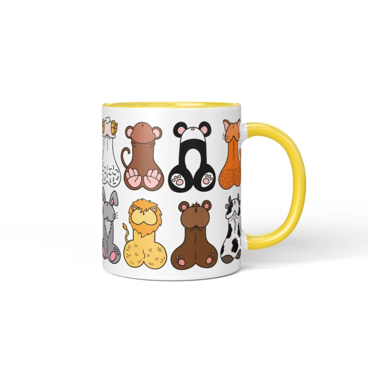 Animal Penis Mug - Funny Rude Animal Lover Gift - Yellow mug mockup