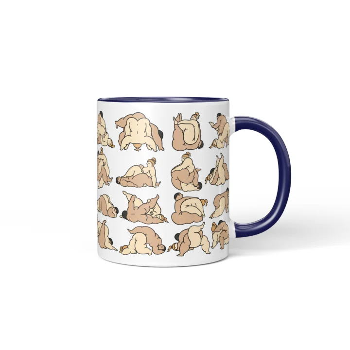 Bedroom Position Art Mug - Adults Only Gag Gift - Dark Blue mug mockup