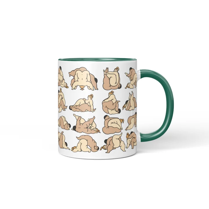 Bedroom Position Art Mug - Adults Only Gag Gift - Dark Green mug mockup