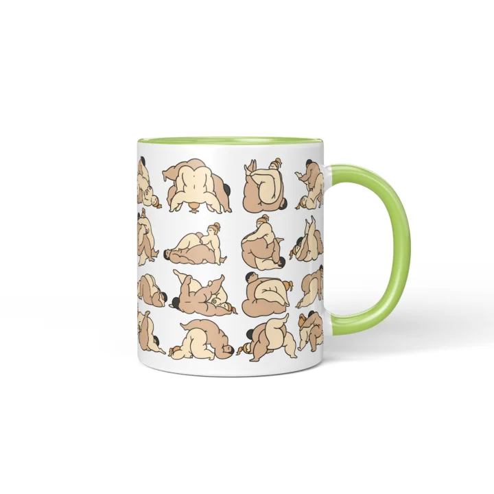Bedroom Position Art Mug - Adults Only Gag Gift - Green mug mockup