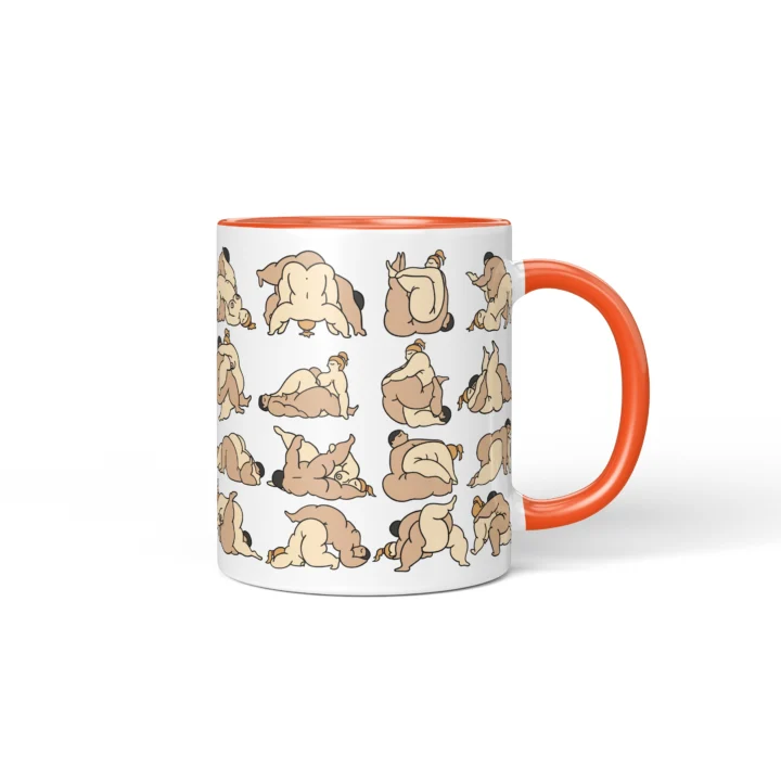Bedroom Position Art Mug - Adults Only Gag Gift - Orange mug mockup