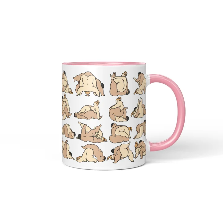 Bedroom Position Art Mug - Adults Only Gag Gift - Pink mug mockup