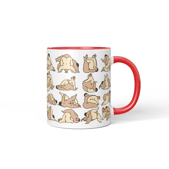 Bedroom Position Art Mug - Adults Only Gag Gift - Red mug mockup