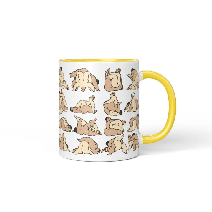 Bedroom Position Art Mug - Adults Only Gag Gift - Yellow mug mockup