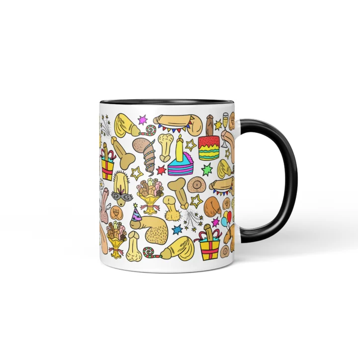 Birthday Party Penis Mug - Funny Adult Gift - Black mug mockup