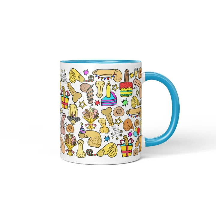 Birthday Party Penis Mug - Funny Adult Gift - Blue mug mockup