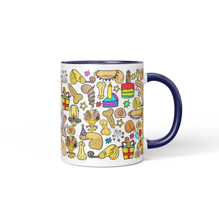Birthday Party Penis Mug - Funny Adult Gift - Dark Blue mug mockup