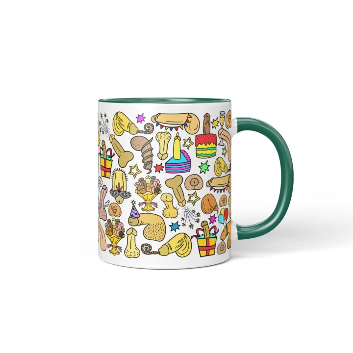 Birthday Party Penis Mug - Funny Adult Gift - Dark Green mug mockup