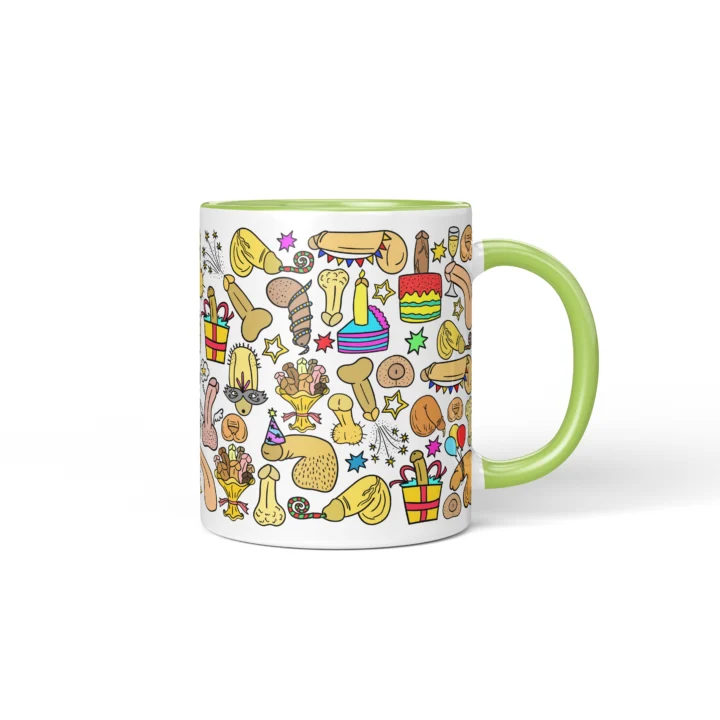Birthday Party Penis Mug - Funny Adult Gift - Green mug mockup