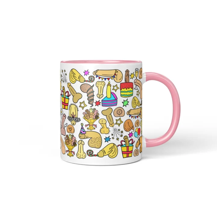 Birthday Party Penis Mug - Funny Adult Gift - Pink mug mockup