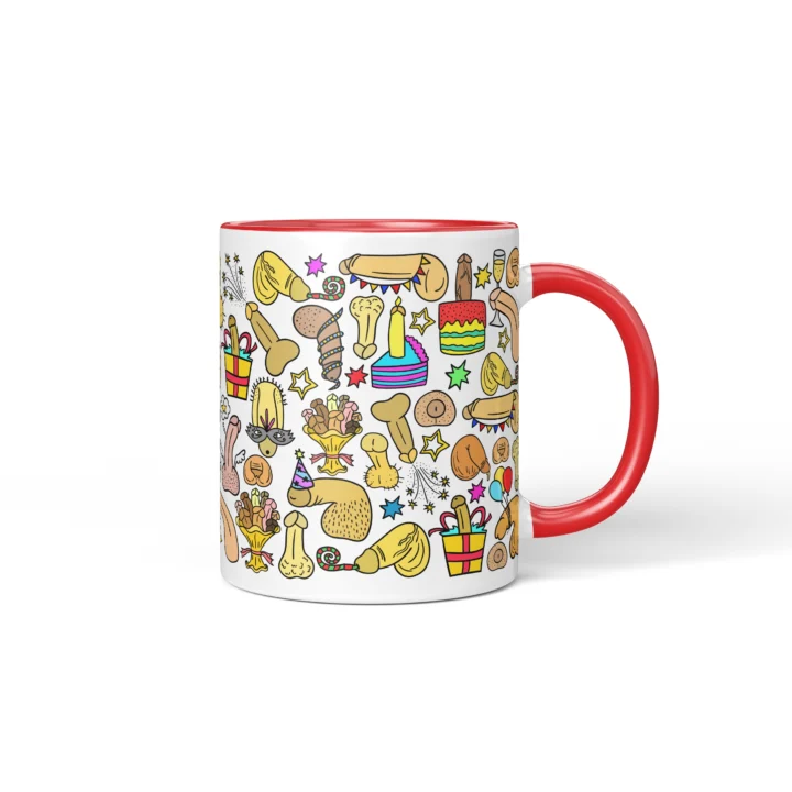 Birthday Party Penis Mug - Funny Adult Gift - Red mug mockup