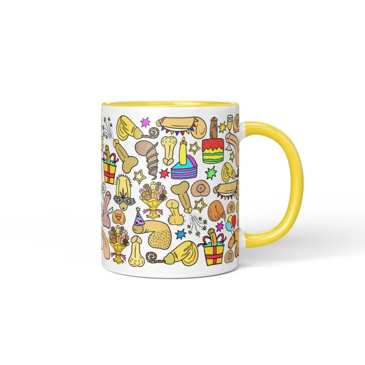 Birthday Party Penis Mug - Funny Adult Gift - Yellow mug mockup